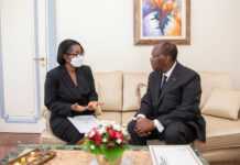 Rose Christiane Ossouka Raponda représente le président gabonais Ali Bongo Ondimba aux obsèques du premier ministre ivoirien Hamed Bakayoko