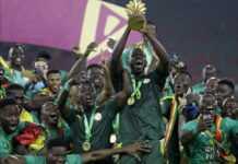 Les Sénégalais du Gabon célèbrent la victoire des Lions de la Teranga en finale de la CAN