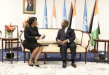 En marge de la COP 15 en Côte d’Ivoire, Rose Christiane Ossouka Raponda s’entretient avec Alassane Ouattara