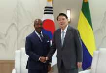 President of Gabon Ali Bongo Ondimba met his South Korean counterpart Yoon Suk-yeol in Seoul