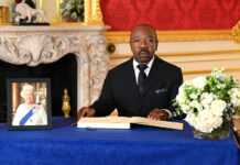President of Gabon Ali Bongo Ondimba signs condolences book for Queen in London