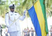 A flag-raising event to mark the accession of Gabon to the Commonwealth today in London